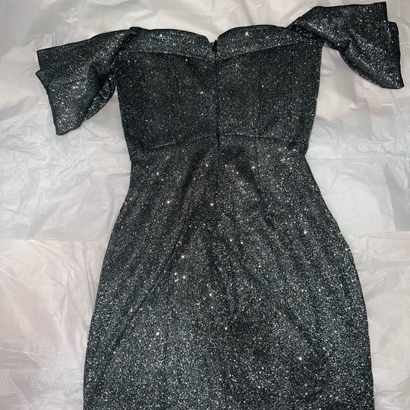 House Of CB 'Ophelia' Silver Off Shoulder Corset Mini Dress - Picture 9 of 11